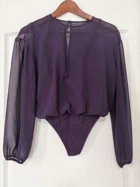 Aritzia Wilfred Talmont Chiffon Blouse Bodysuit Plum Purple XS
